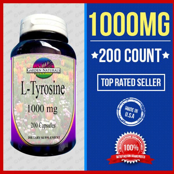 L-Tyrosine 500mg +500=1000 Energy-Chronic Fatigue-Focus-Depression 200 caps USA