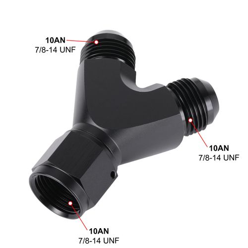 Podavelle 10AN Female to Dual 10AN 10AN Male Y Block Fitting Splitter Adapter Union Aluminum Black
