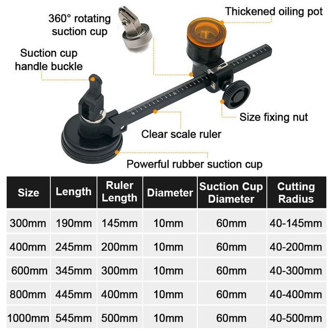 Glass Hole Cutter 800mm Circular Glass Cutter Compass Cutter For