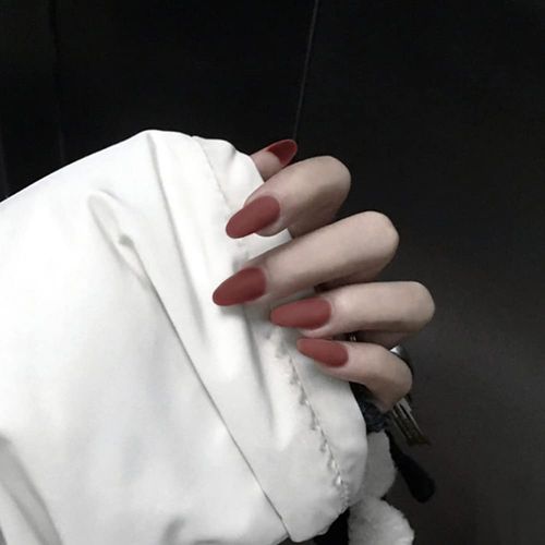 24 Pcs Frosted Glass, Akane Iro, Adult Women, Dark Type, Pure Color, Nail Decoration, Nail Jewelry, Receptions, Parties, After-parties, Entrance Ceremonies, Graduation Ceremonies, Kindergarten