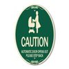 Caution - Automatic Door Opens Out Please Step Back with Graphic 12" x 18"