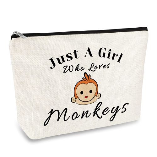 Monkey Gifts for Women Makeup Bag Monkey Lover Gift Animal Lover Gift for Girls Cosmetic Bag Birthday Christmas Graduation Gift for Monkey Lover Daughter Sister Friend Travel Toiletry Pouch