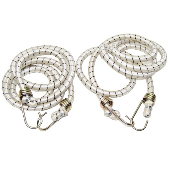 2pcs 62" Long Bungee Cords Heavy Duty Bungee Strap With Durable Metal Hook White