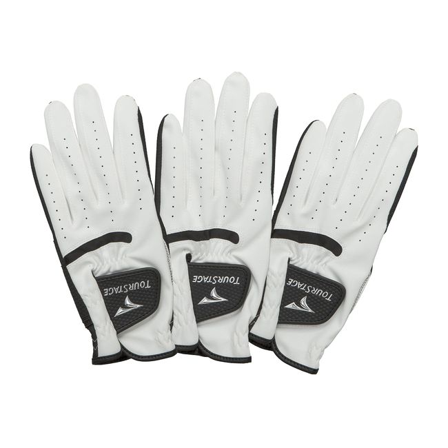 BRIDGESTONE Men's Practice Golf Gloves Set of 3 (TOURSTAGE GLTS1T WK) White Black M