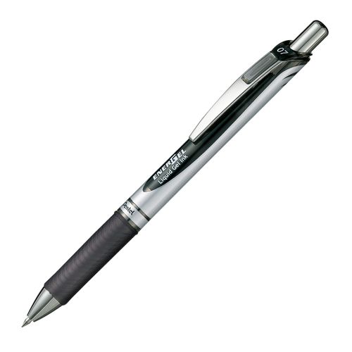 Pentel Gel Ink Ballpoint Pen Retractable EnerGel 0.7mm Silver Shaft