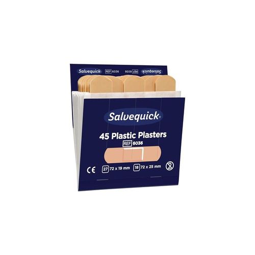 Salvequick water-repellent plasters for plaster dispensers, contents: 6 x 45 pieces.
