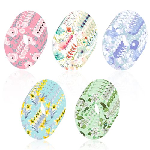 25pcs Adhesive Patch for Dexcom G6, Waterproof Adhesive Overpatches Breathable Sweatproof Sensor Cover Colorful Floral Sensor Tape Sensor Stickers Sensor Protector for Dexcom G6