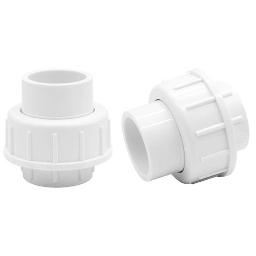 YSIL 1-1/2" PVC Union Coupling Pipe Fitting (Socket x Socket) Furniture Grade Schedule 40 PVC Slip Union PVC Adapter with EPDM O-Ring for irrigation,sprinkler systems,White 2 Pack