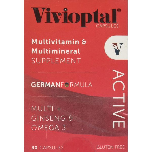 Vivioptal Active 30 Capsules - Multivitamin & Multimineral Supplement - Ginseng & Omega 3