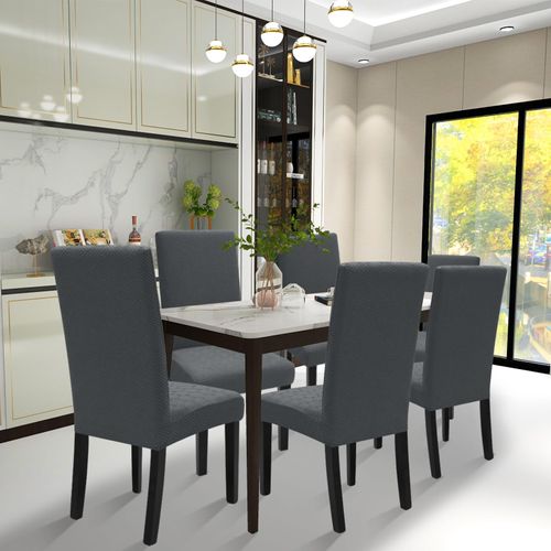 XINEAGE 2 Packs 2024 Newest Pattern Dining Chair Slipcover Parsons Chair Furniture Protector Stretch Chair Covers for Dining Room, Restaurant, Kitchen, Party (Dark Gray)