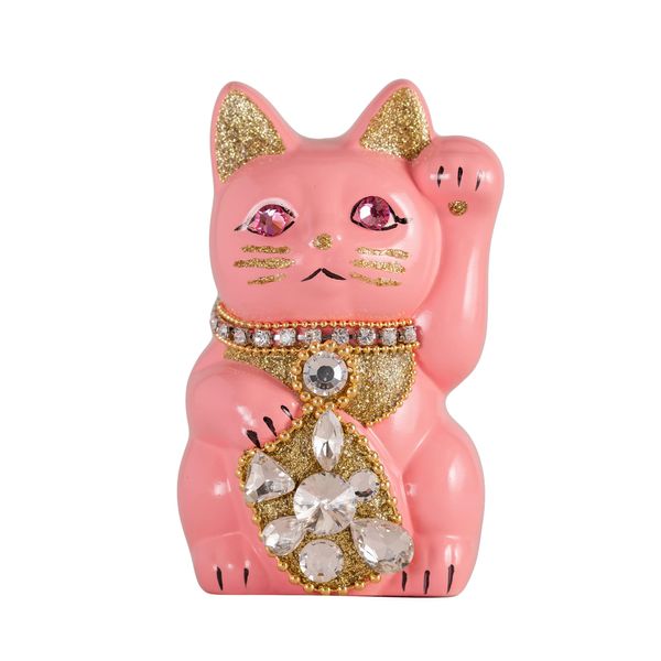 Goenneko Jewelry Cat (S-SIZE, Pink, Pink) Left Handed / Pottery _Lucky Cat Maneki Cat Lucky Cat Lucky Cat Lucky Cat Lucky Cat Lucky Cat Lucky Cat Lucky Cat Auspicious Feng Shui Figurine Money Box (jw_S Peach