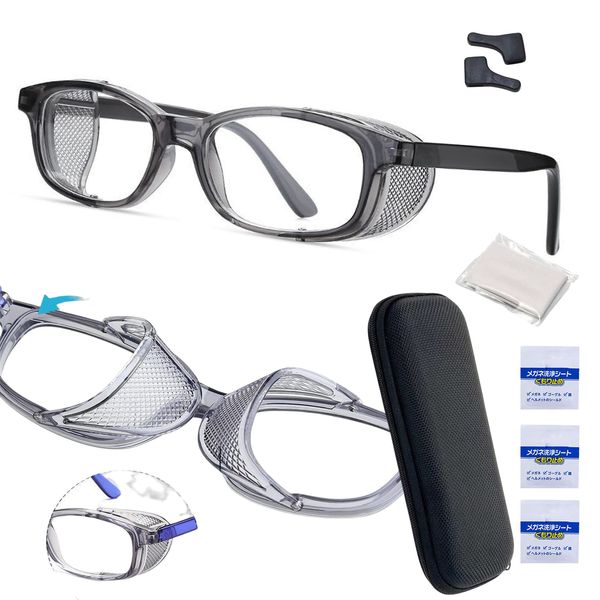 [Platamona] Hay Fever Glasses, Pollen Prevention Glasses, Anti-Fog Protective Glasses, Safety Glasses, Protective Goggles, Glasses, Foldable Design, Blue, Light Cut, UV Protection, Anti-Fog Cloths,