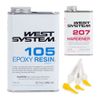 West System 105 Epoxy Resin with 207 Special Clear Epoxy Hardener and Mini Pumps