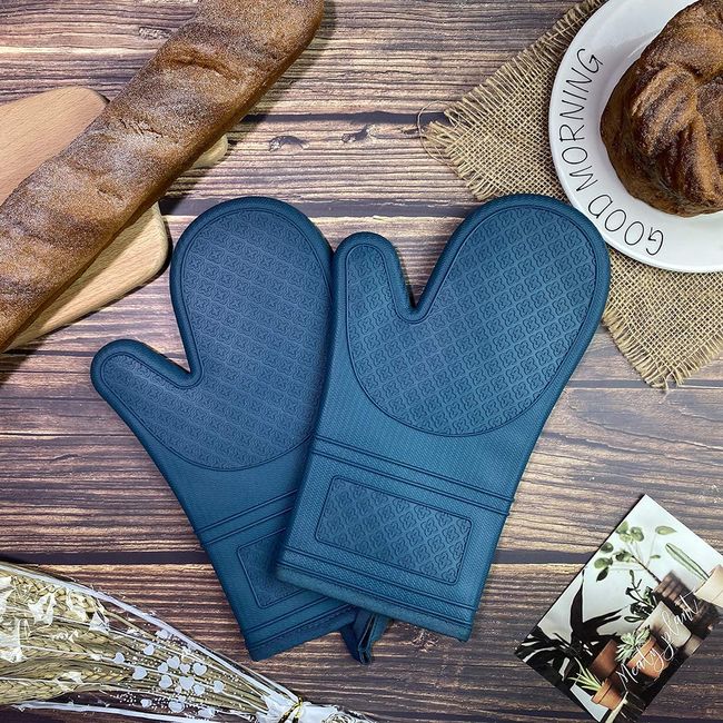 1Pair Short Oven Mitts Heat Resistant with 4 Potholder Baking Oven