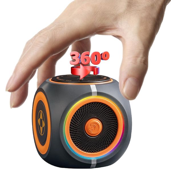 sodomi 2.08 Inch Small Bluetooth Speaker Wireless with RGB Multi-Colors Light, Spinning Desk Toys Gifts for Office, Portable PC Speaker for Boys Teens Men Gift