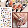 5D Halloween Nail Art Stickers Stereoscopic Embossed Nail Art Stickers Decals with Adhesive 5D Halloween Sticker Decoration for Women Girl Children Kids