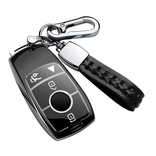 Autophone Compatible with Mercedes Benz Key Fob Cover with Keychain,Soft TPU 360 Degree Protection Key Shell Case for 2017-2023 E-Class 2018-2021 S-Class 2019-2023 A-Class C-Class G-Class (Black)