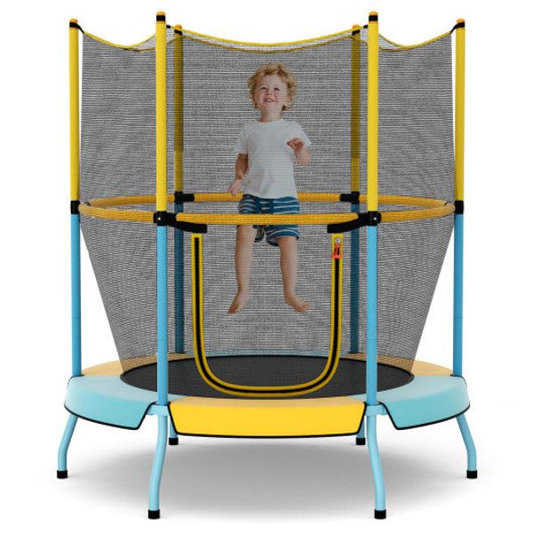 48 Inch Toddler Trampoline with Safety Enclosure Net-Yellow