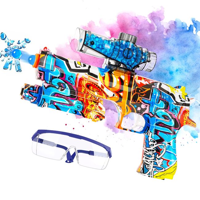 Gel Ball Blaster, RenFox Elektrisches Outdoor Shooter Spielzeug mit Schutzbrille, Gel Spielzeugpistole mit 15-20 M Reichweite, Wasserperlen Pistole für 12 Jahre Teenager und Erwachsene