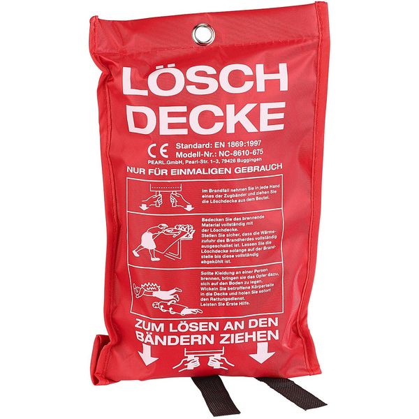 Semptec Urban Survival Technology Löschdecke: Glasfaser-Feuerlöschdecke, 100 x 100 cm (Feuerdecke, Branddecke, Feuerlöscher)