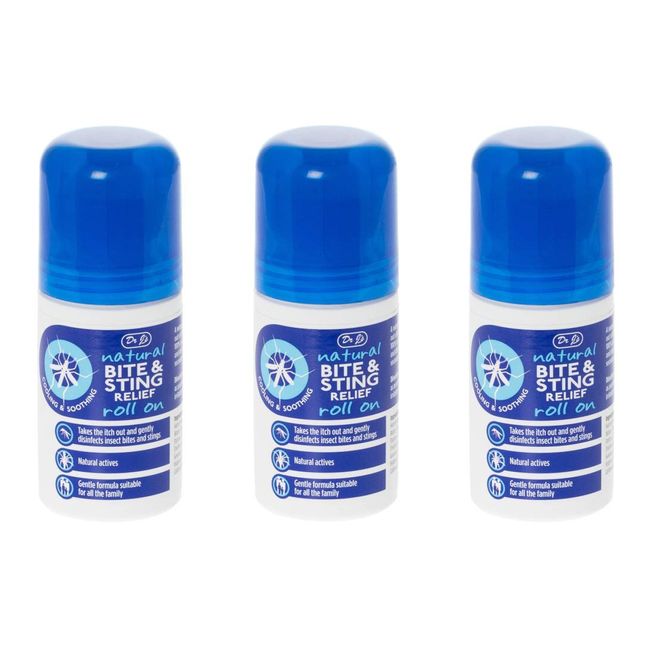 Dr J's BITE & Sting Relief Roll On with Witch Hazel & Aloe Vera, 3 x 50 ml