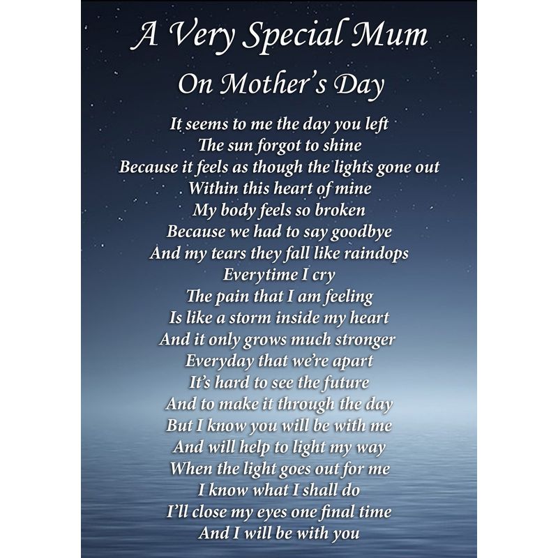 A Very Special Mum On Mother's Day Memorial Graveside Funeral Poem ...