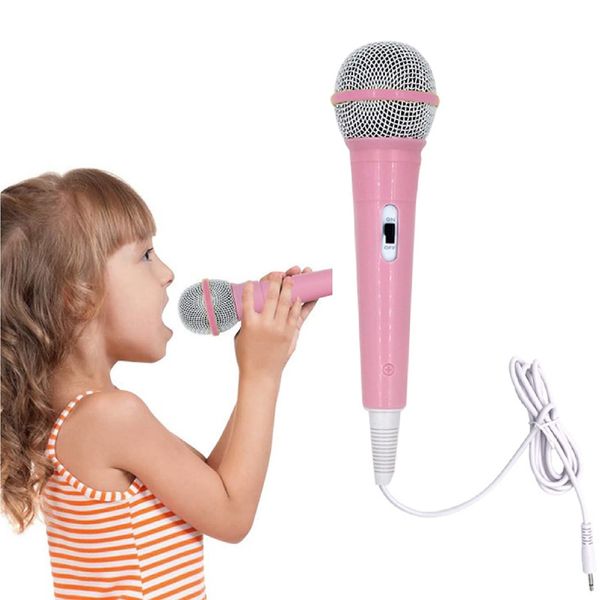 Pilarmuture Microphone for Kids, Kids Microphone for Singing Portable Dynamic Microphone with 3.5mm Jack Connector Handheld Karaoke Wired Microphone for Girls Boy Toy Gifts(Pink)