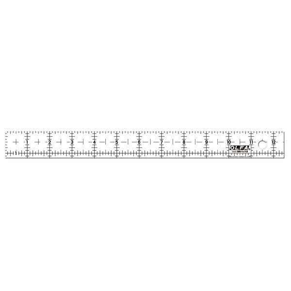 Olfa 1.25x12.5 inch Acrylic Quilting Ruler, Transparent, Molded, With 1/8" Increments