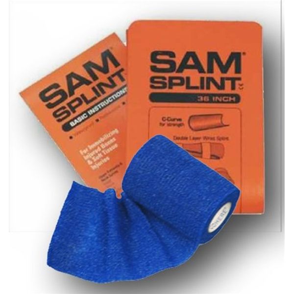 SAM® SPLINT COMBO PACK (36" ORANGE/BLUE FLAT SPLINT & BLUE COHESIVE WRAP)