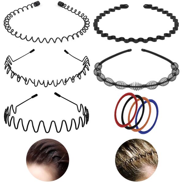 New B1919 5Pcs Hair Band, Headbands, Third Generation Metal Hair Bands&Headband, Black Headband, Zig Zag Headbands, Headbands for Men, Headbands for Women, Skincare Headband, Headband for Washing Face