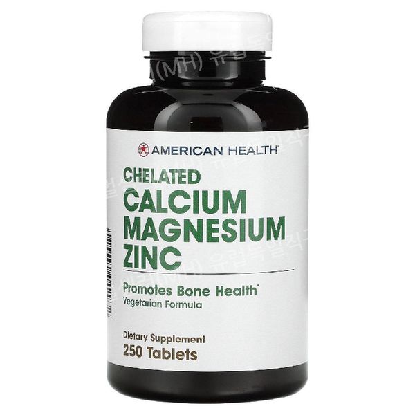 American Health Chelated Calcium Magnesium Zinc 250 Tablets, Basic