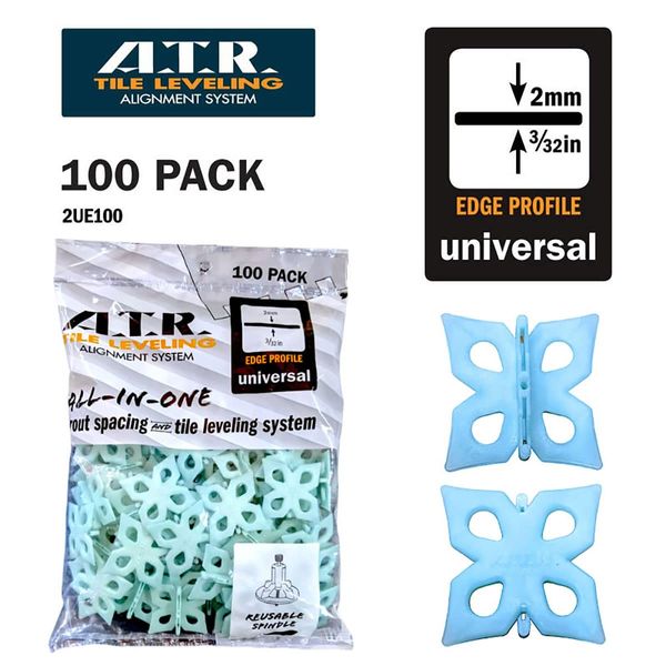 ATR Tile Leveling Alignment System 100 2mm Edge Floors & Walls Spacing Plate