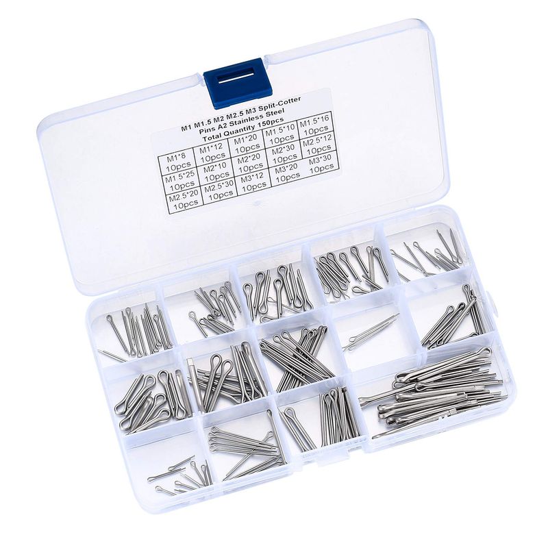 150-Piece Cotter Pin Set, Stainless Steel Cotter Pins Assortment with ...