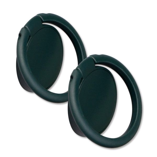 [2 Pack] Matte Finish Round Ultra-thin Cell Phone Ring Holder Stand,360 Degree Rotation and 180 Degree Adjustable Finger Ring Kickstand with Frosted Metal Phone Grip (Dark Green)