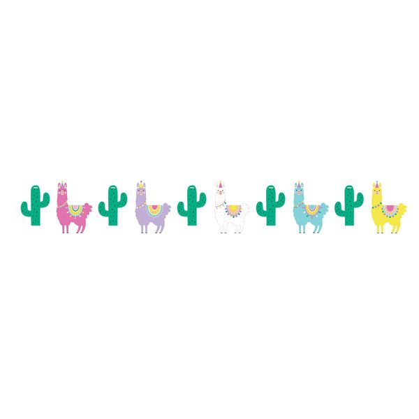 Colourful Llamas Shaped Banner with Twine - 1 Pc