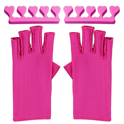 1 Pair Of Fingerless Gloves And 2 Pieces Of Finger Separators, Manicure Gloves, Uv Protection Gloves, Manicure Tools, Manicure Accessories