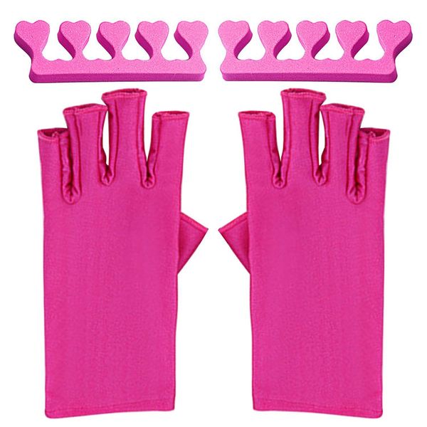 1 Pair Of Fingerless Gloves And 2 Pieces Of Finger Separators, Manicure Gloves, Uv Protection Gloves, Manicure Tools, Manicure Accessories