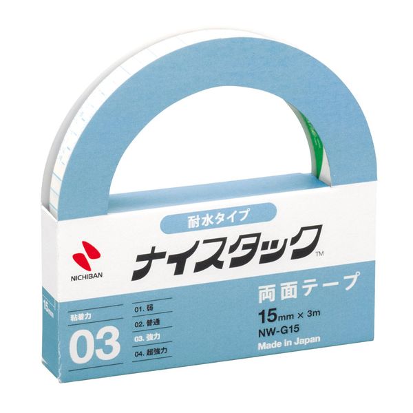 Nichiban NW-G15 Double-Sided Tape Nice Stack (Water Resistant), 0.6 inches (15 mm) x 6.6 ft (3 m)