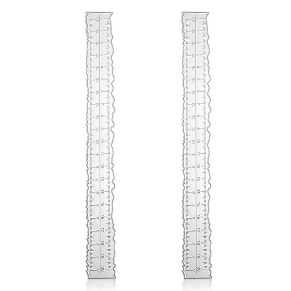 2pcs Irregular Edge Ruler, Metal Craft Ruler 8.4 x 1 Inch The Same Pattern Paper Tearing Ruler with Jagged Edge Measuring Rulers Deckle Edge Ruler for Embossing Card Making Cutting Dies