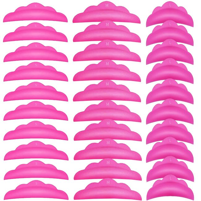 30 Stück Silikon Wimpern Pads Lockenwickler Dauerwelle Set 3D Wimpernkranz Wellen Lifting Kit Schirmpolster Falschwimpern Verlängerung Make-up Instrument Permanent Weiche Pink Pads