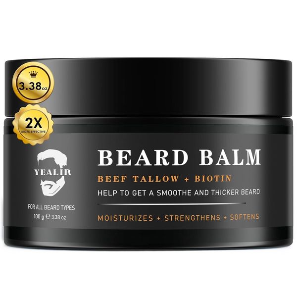 Beef Tallow Beard Balm for Men - Smoothing, Moisturizing & Softening Coarse,...