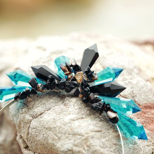 Formery Crystal Crown Headpiece Blue Spike Halo Headband Stone Chip Tiara for Women