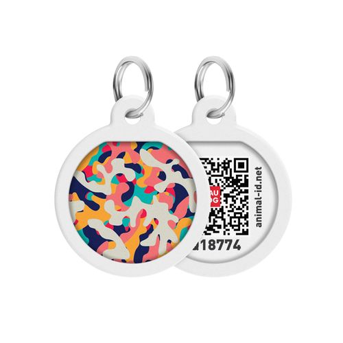 Pet ID Tag for Dog Cat with QR Passport Global Lost Pets Search System Digital ID Dog Tag Multicoloured Camo