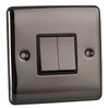 Caradok 2 Gang 2 Way Light Switch - Black Nickel