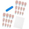 RUNRAYAY Blue Flower Press on Nails Medium with French Tips, Fack Nails for Women Girls, Nude Nails Press on Full Cover Nails Tips for Spring Summer Salon Nail