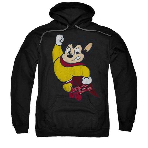 Mighty Mouse Classic Hero Officially Licensed Adult Pullover Hoodie Black