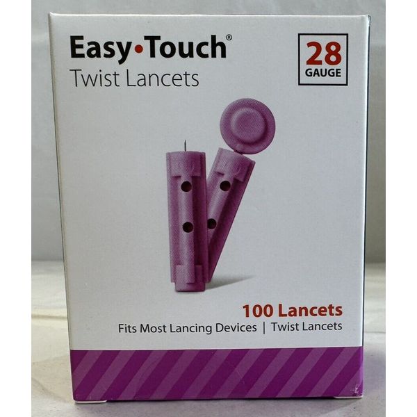 EasyTouch Sterile twist Lancet - 100 Count. Fits most lancing device.