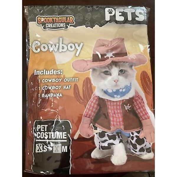 Spooktacular Creations Halloween Pet Cat Costume Cowboy SMALL NEW