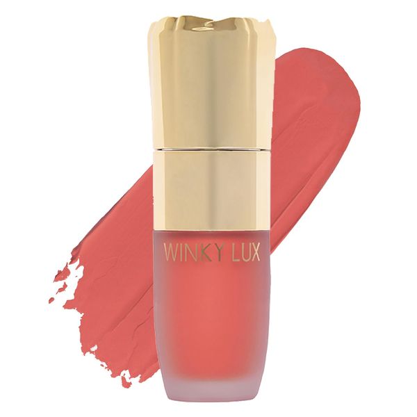 Winky Lux Cheeky Rose Liquid Blush, Gel Cream Blush Wand, Blendable & Buildable Pigment, Long Lasting Weightless Velvet Finish, Deep Coral Blush, Darling