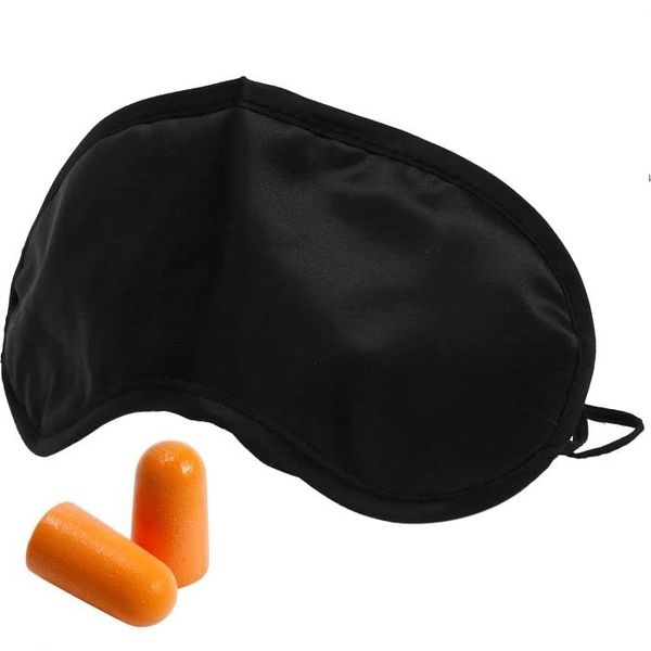 Eye Mask & Foam Ear Plugs Sleeping Travel Air Car Summer Holidays Black Out